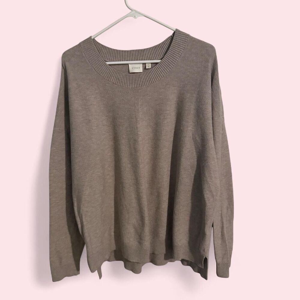 Cyrus Sweater Womens XL Beige Scoop Neck Rayon Blend Knit